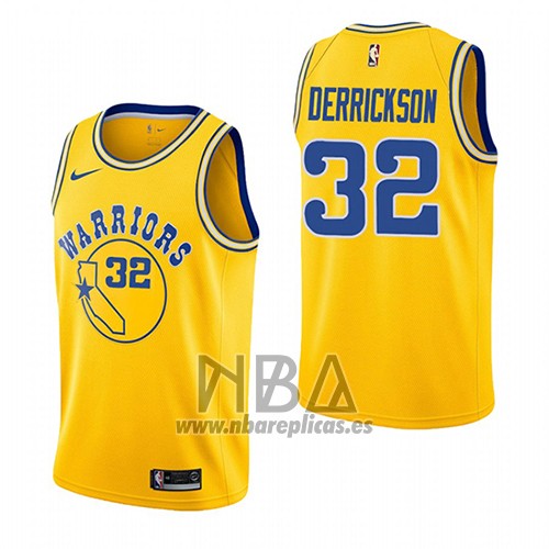 Camiseta Golden State Warriors Marcus Derrickson NO 32 Hardwood Classic 2018-19 Amarillo